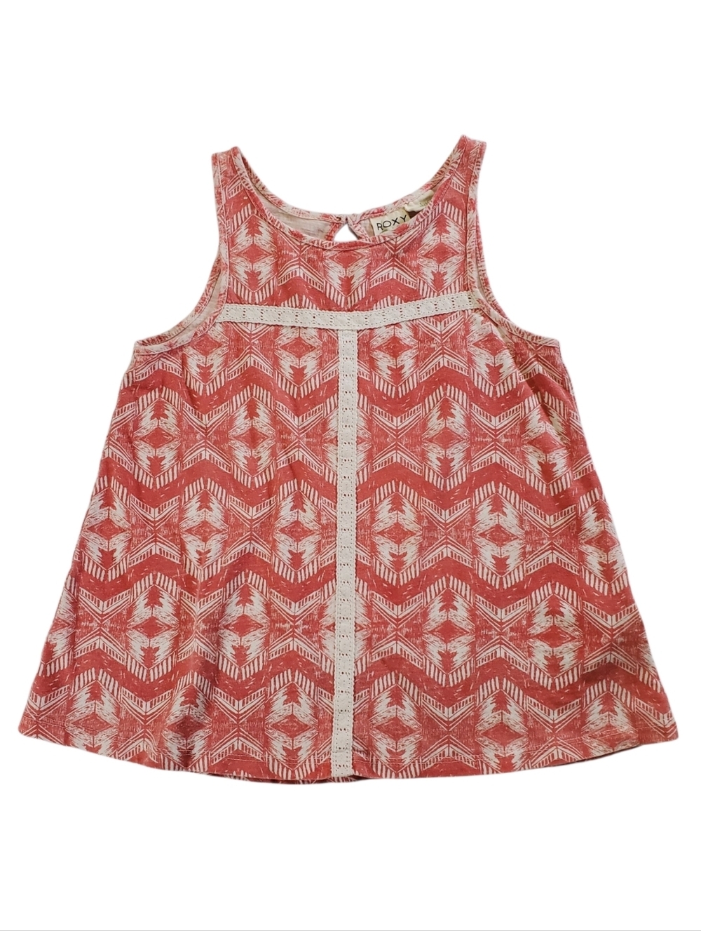 K1399 * Roxy Girl Aztec Geometric Sleeveless Tank Top Coral Pink Size XS